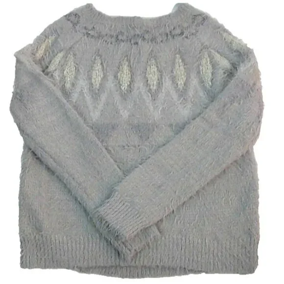 LC Lauren Conrad Women's Sweater Gray Purple Sz S Fair Isle Boat Neck Soft Cozy - Picture 3 of 11